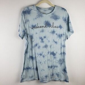 Lane Bryant Womens Size 14/16 Weekend Vibes Blue Tie Dye Graphic Tee Soft Lounge